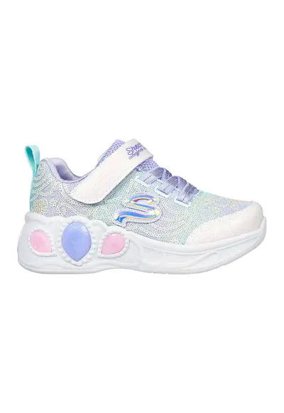 Pantofi sport cu LED-uri Princess Wishes - Alb/Lila/Verde menta