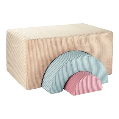 Teren de joacă din spumă maro deschis 3 buc. din catifea reiată înălțime 37 cm 75x49 cm Rainbow Montessori – Wigiwama