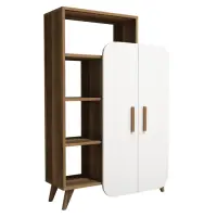 Biblioteca FORM, nuc + alb, 90x32x132 cm