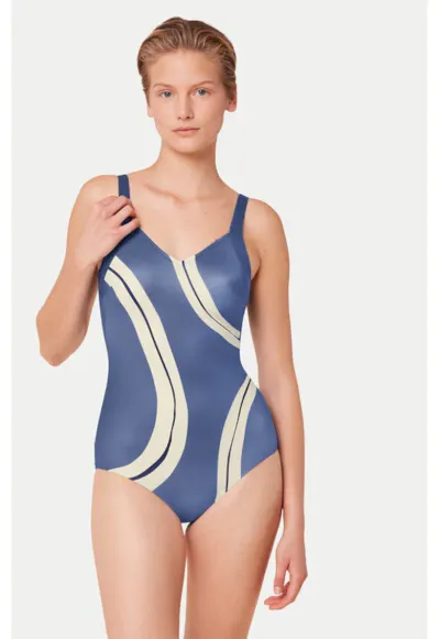 Costum de baie dama - 303574390 - Poliamida/Elastan - Albastru - Albastru