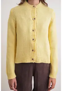 Cardigan - tricot - galben lamaie - cu nasturi -