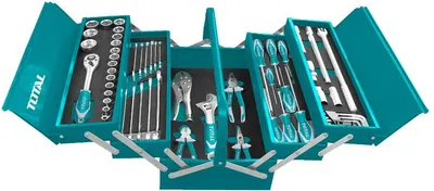 Cutie metalică pentru scule TOTAL - Industrial, 59 piese