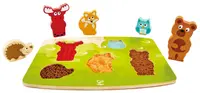 Puzzle din lemn Hape - Atinge si recunoaste, animale salbatice