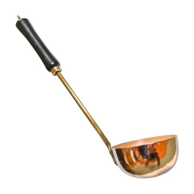 Polonic din Cupru cu Maner din Bronz si Lemn, 10.3 cm, Alma Cozinha