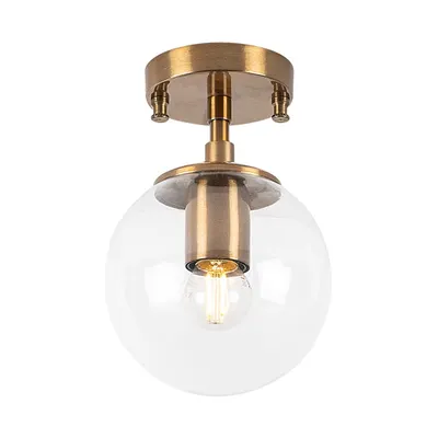 Plafonieră alămie cu abajur din sticlă ø 15 cm Atmaca – Opviq lights