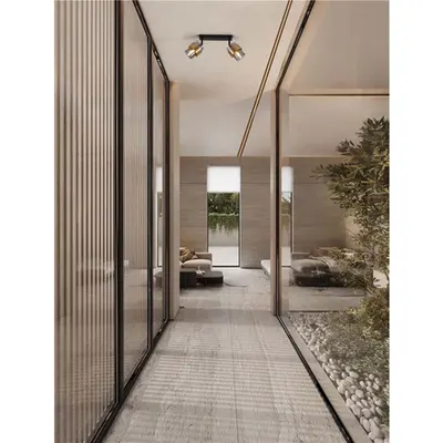 Plafoniera SIANNA Nisipiu Negru & Alama aurie Metal Fumuriu Sticla LED E27 2x12 Wat 220-240 Volt IP20 Fara bec