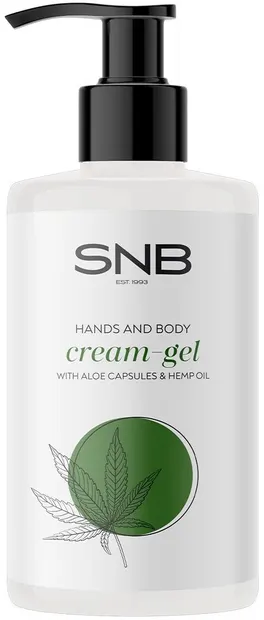 SNB Professional Cremă-gel pentru mâini și corp cu sfere de aloe vera și ulei de cânepă, 250 ml