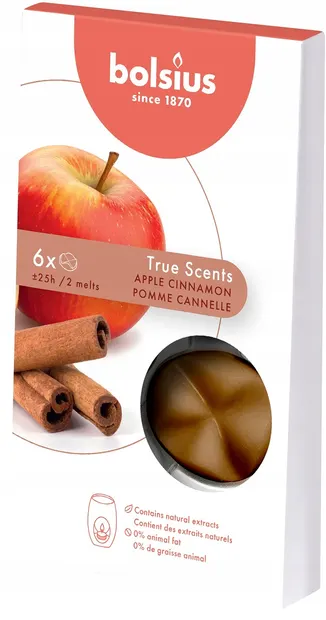 Ceară parfumată Bolsius True Scents -Măr și scorțișoară, 6 buc.
