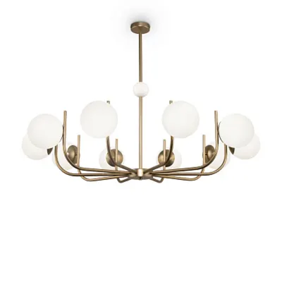 Corp de iluminat susendat Rendez-vous - W 1160mm, L 790mm, ⌀ 1160mm , White, 10 X E14 (40W), Metal, Glass, IP20, 6.7kg