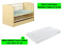 Patut Cu Sertar Klups Karolina II Natur + Saltea 12