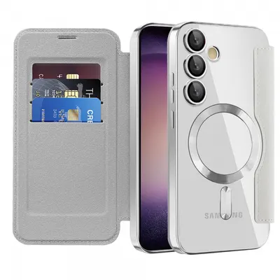 Husa MagSafe pentru Samsung Galaxy S23+ S916, Techsuit, SmartMag Book, Gri
