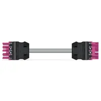 pre-assembled interconnecting cable; Eca; Socket/plug; 5-pole; Cod. B; 5 m; 1,50 mm²; pink