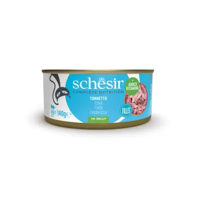SCHESIR Complete Nutrition, Ton, conservă hrană umedă pisici, (în aspic), 140g