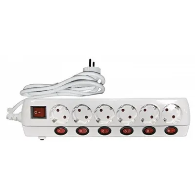 Prelungitor 6 prize, 1.5 m, 3500W, 3 x 1.5 mmp, 6 intrerupatoare Adeleq 31-126 / 15-3151566