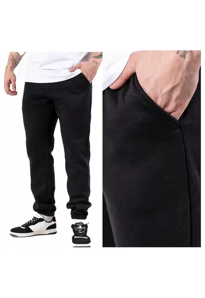 Pantaloni Barbati - Colin Pants - Regular Fit - Banda Elastica - 2 Buzunare - Lungi - Bumbac - Negru