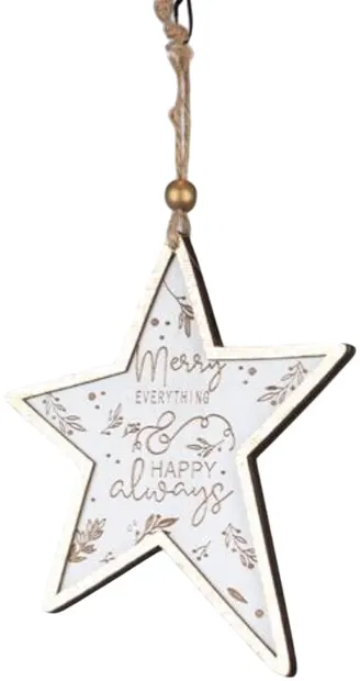 Decorare Eurolamp -Stea decorativă din lemn, 0,5 x 11 x 24 cm, albă cu auriu