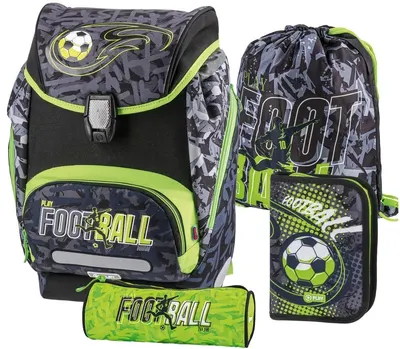 Set școlar Play Football - Ghiozdan, două penare și sac de sport