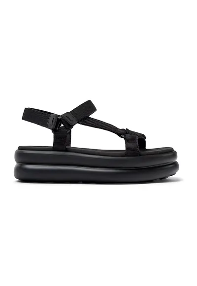 Sandale flatform cu velcro Twins - Negru