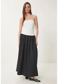 Rochie Maxi Fara Bretele Happiness Istanbul Color Blocked - Alb - Bumbac - Elegant