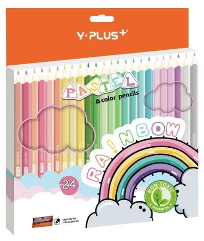Creioane colorate Y-Plus Rainbow - Pastel, 24 culori