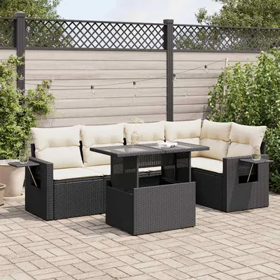Gossi set mobilier de gradina cu perne, 6 piese, negru, poliratan