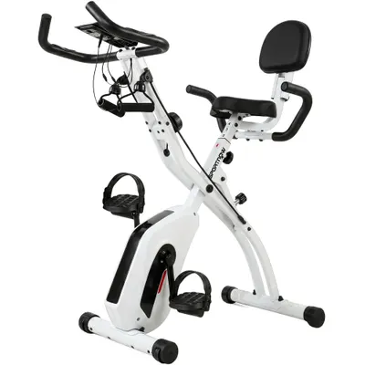 SPORTNOW Bicicletă statică pliabilă cu 8 niveluri de rezistență Volant Ecran LCD Bluetooth Pulsometru și Șa reglabilă | Aosom Romania