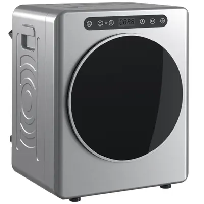 HOMCOM Uscător cu evacuare 5kg, uscător compact independent tip încărcare frontală 1000W cu tambur din oțel inoxidabil, timer, argintiu | Aosom Romania