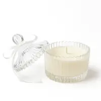 Lumânare mărturie personalizată – bombonieră din sticlă cu capac 6,5×10 cm, ceară de soia - Neparfumată / Standard