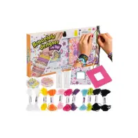 Set creativ accesorii bratari, 18 piese, 11 bratari, sfoara/plastic, 23x12x3 cm, multicolor