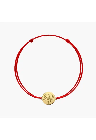Bratara snur din argint Golden Birthflower - August Poppy