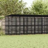 vidaXL Padoc pentru câini de exterior cu acoperiș, 16,59 m², oțel