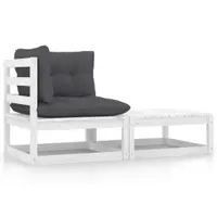Gossi set mobilier de gradina cu perne, 2 piese, alb, lemn masiv pin