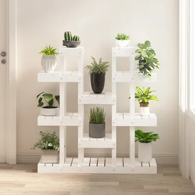 Gossi suport pentru plante, alb, 104,5x25x109,5 cm, lemn masiv pin