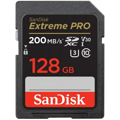 Card Memorie SDXC SanDisk Extreme Pro, 128Gb, Clasa 10 / UHS-1 U3 SDSDXXD-128G-GN4IN
