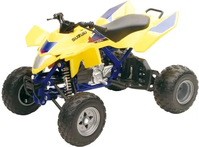 Jucărie metalică Newray - ATV Suzuki Quadracer R450, 1:12, galbenă