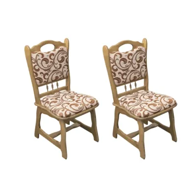Set 2 scaune living FLANDER, cadru stejar + stofa print 05, 50x48x95 cm