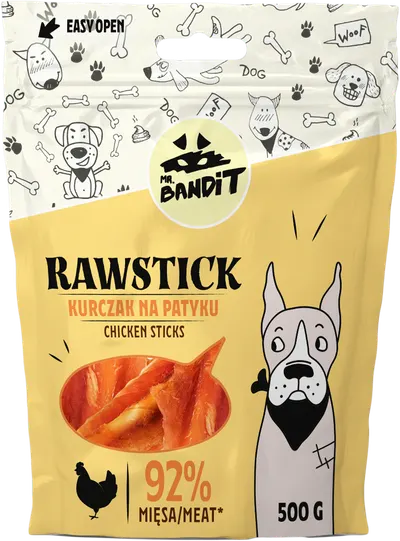 Recompense pentru caini Mr. Bandit RAWSTICK , pui, 500g
