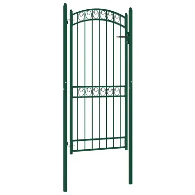 vidaXL Poartă de gard EMMEN cu vârf arcuit, oțel, verde, 100x136 cm