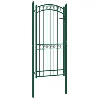vidaXL Poartă de gard EMMEN cu vârf arcuit, oțel, verde, 100x136 cm