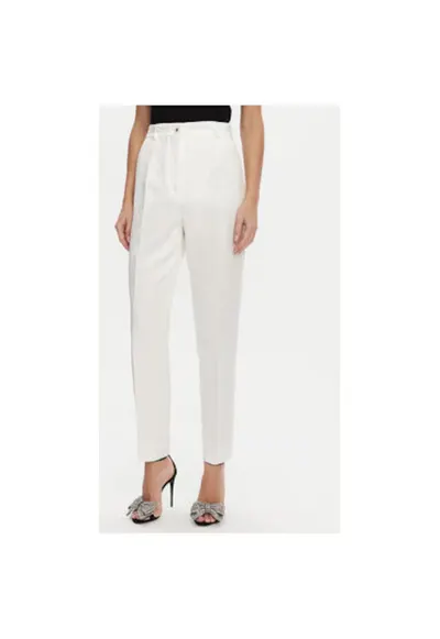 Pantaloni Dama - 305315496 - Bumbac - Viscoza - Alb - Alb