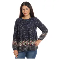 Bluza dama ERT22V203 bleumarin/microfloral, Eranthe | marimea M