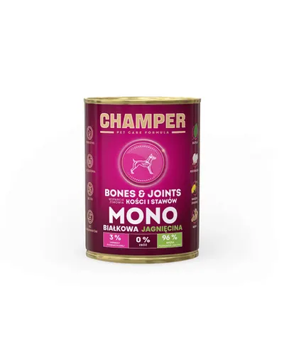 Conserva hrana caini CHAMPER Bones Joints cu miel 400 g monoproteina