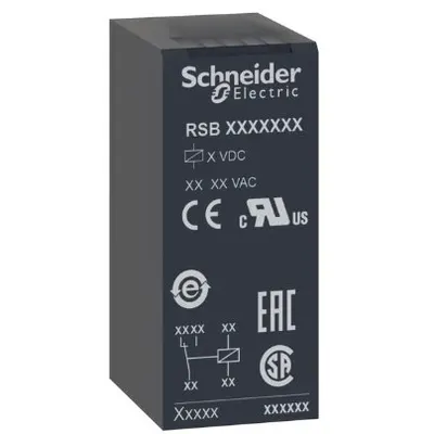 Releu de interfata, Zelio Rsb, 2 C/O, 24VC.C., 8 A Schneider RSB2A080BD