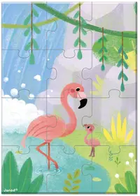 Puzzle de buzunar pentru copii Janod - Flamingo