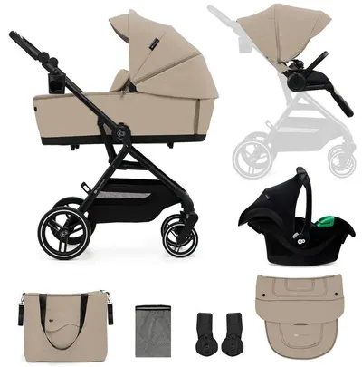Cărucior combinat 3 în 1 pentru bebeluși KinderKraft - Yoxi, Sand Beige