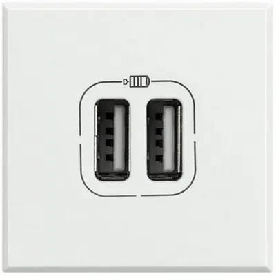 Incarcator USB dublu Axolute - 5 V - 230 V - Alb - 2 module