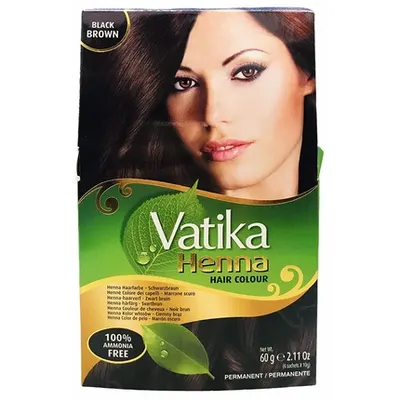 Vopsea de Păr, Vatika, Henna, Negru Maro, 100% fără Amoniac, 60g
