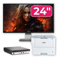 Pachet Calculator Second Hand HP EliteDesk 800 G3 Mini PC, Intel Core i7-7700T 2.90GHz, 8GB DDR4, 256GB SSD, Wi-Fi + Monitor 24" & Imprimanta Brother HL-L6300DW