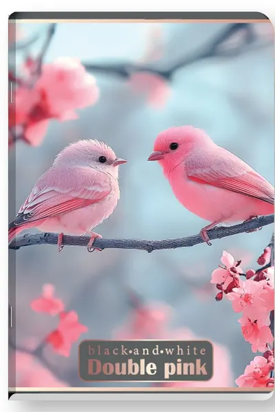 Caiet Black&White Double Pink - A5, 40 foi, rânduri largi, sortiment