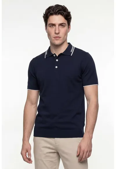 Tricou polo din bumbac - Bleumarin